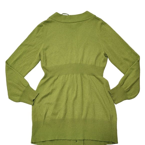 Kenneth Cole lime green cardigan long sleeve sweater with black buttons size LG - Picture 2 of 5